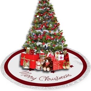 Christmas Tree Skirt, 48 Inch Rustic White Tree Skirts